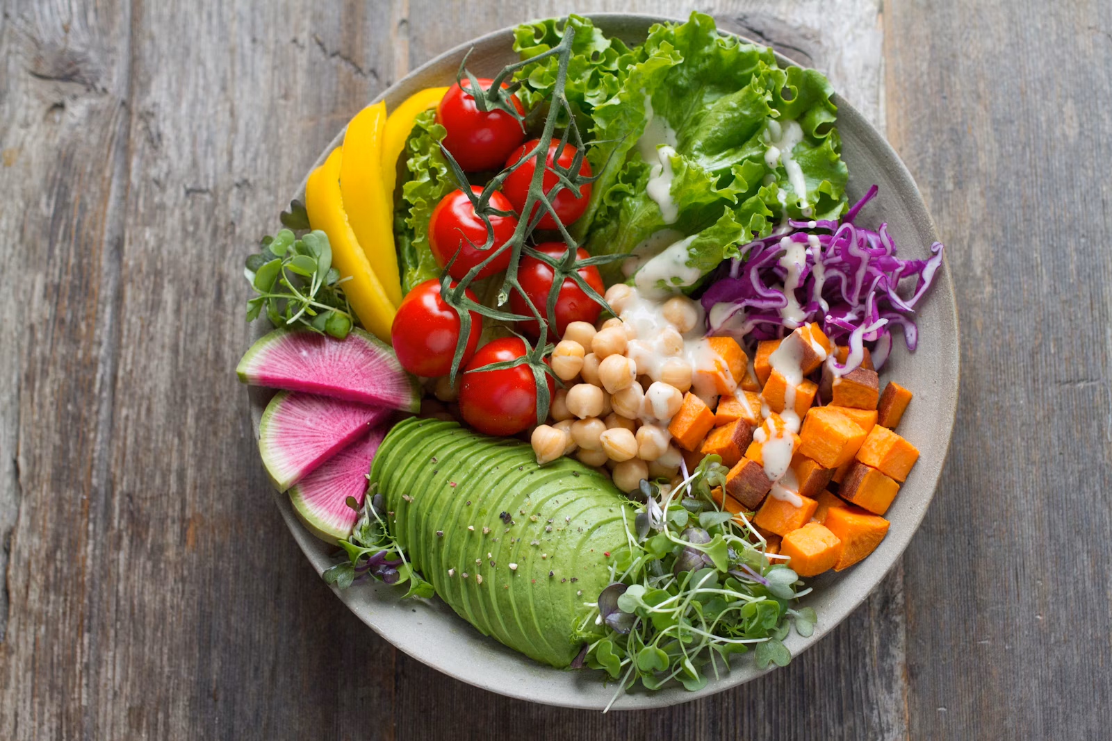 Balanced, colorful meal